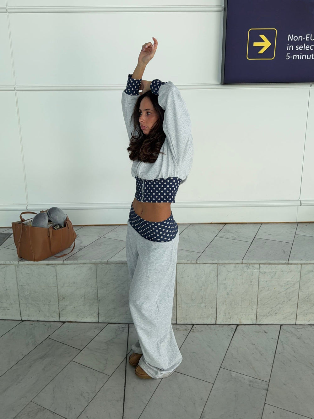 Maja sweatpants with polka dots - Grey/black/white