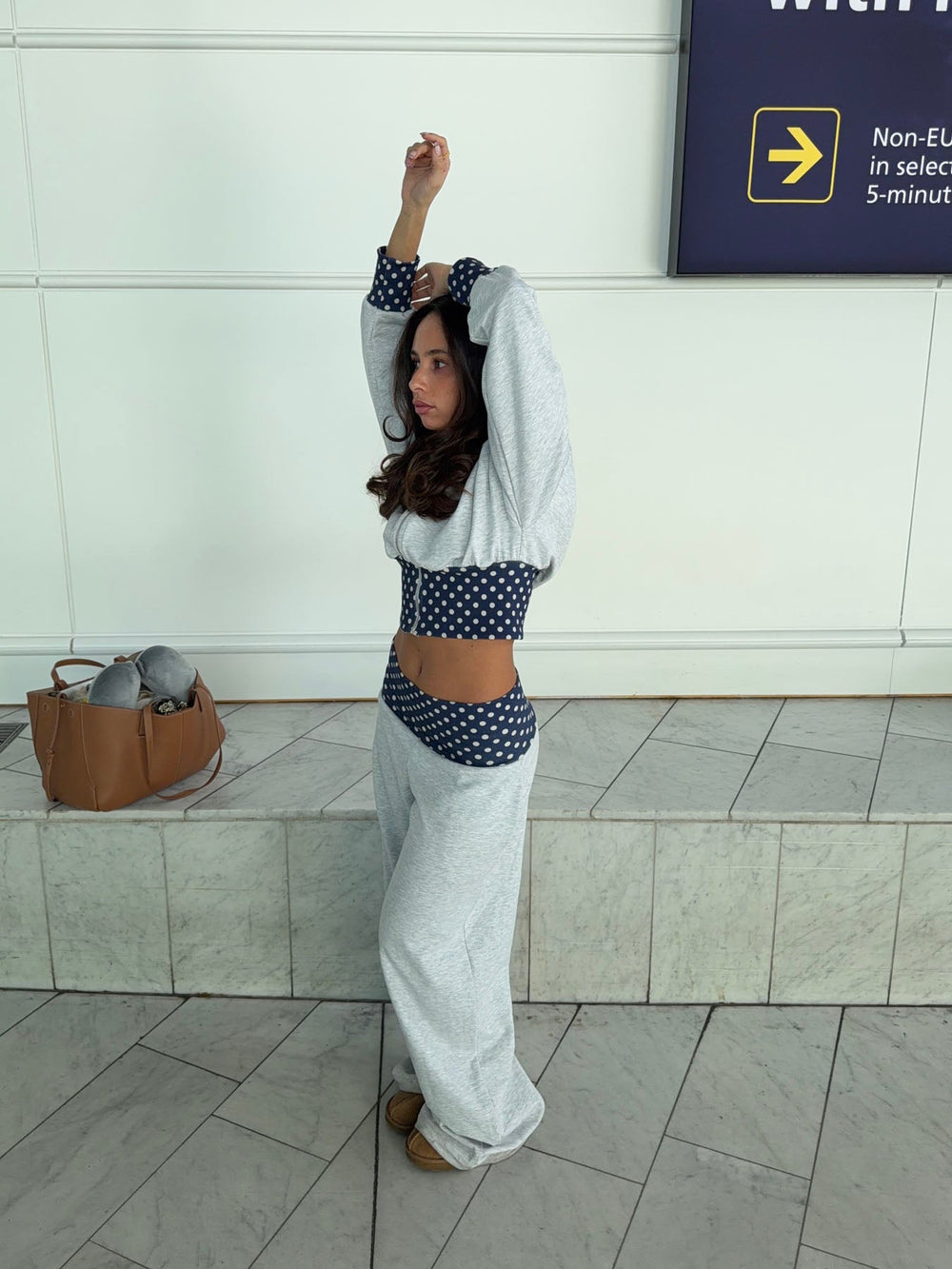 Maja sweatpants with polka dots - Grey/black/white