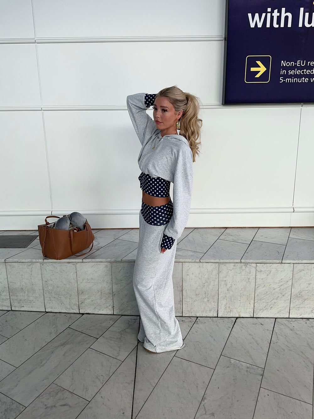 Maja sweatpants with polka dots - Grey/black/white