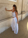 Selma sweatpants with stripes - White/baby blue