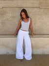 Selma sweatpants with stripes - White/baby blue