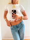 Scandivv t-shirt with striped trims - White/red