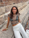 Mesha t-shirt with zebra print - Khaki/white