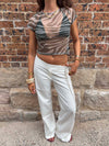 Mesha t-shirt with zebra print - Khaki/white