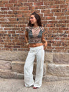 Mesha t-shirt with zebra print - Khaki/white