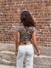 Mesha t-shirt with zebra print - Khaki/white