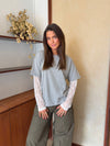 Tulsa t-shirt with lace sleeves - Grey/white