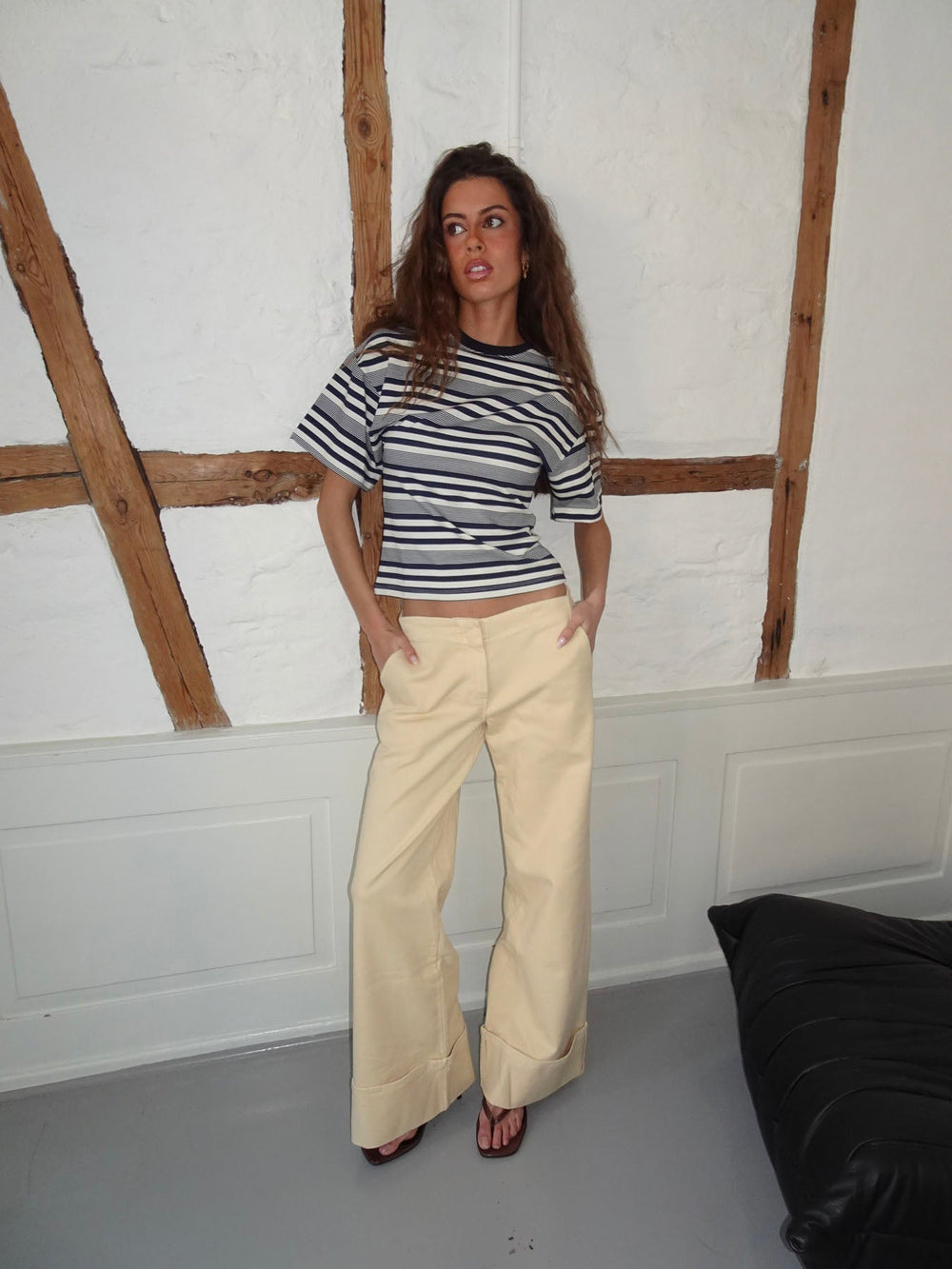 Kairo t-shirt with stripes - White/navy