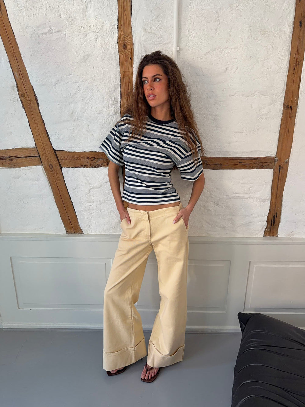 Kairo t-shirt with stripes - White/navy