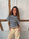 Kairo t-shirt with stripes - White/navy