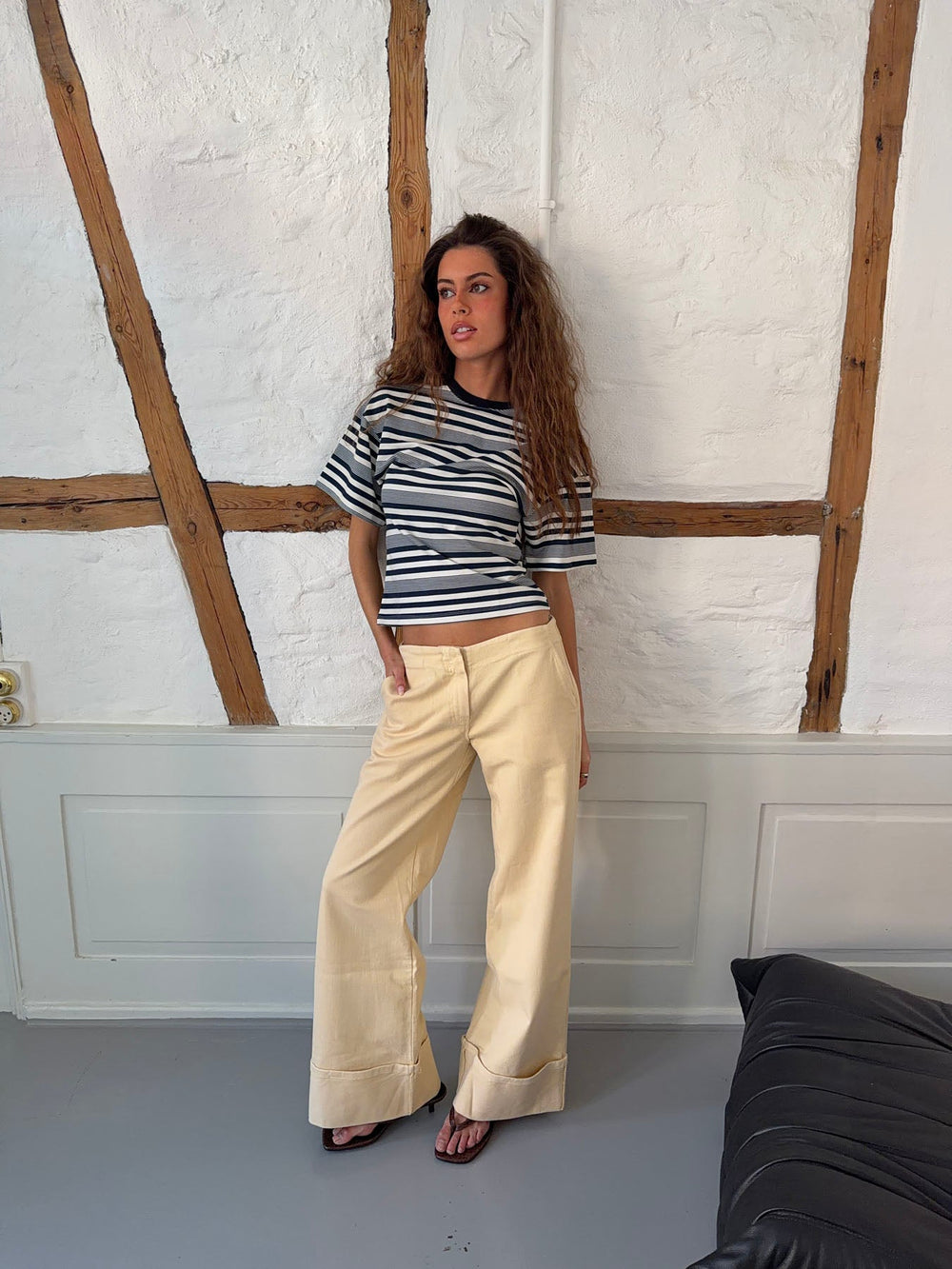 Kairo t-shirt with stripes - White/navy