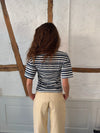 Kairo t-shirt with stripes - White/navy