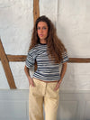 Kairo t-shirt with stripes - White/navy