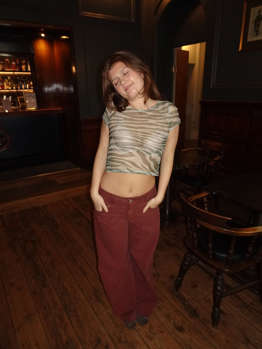 Mesha t-shirt with zebra print - Khaki/white