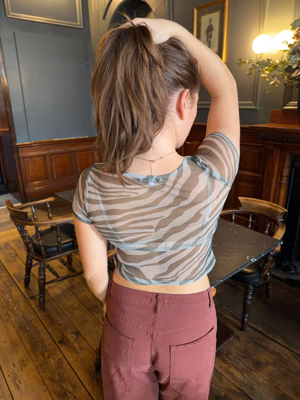 Mesha t-shirt with zebra print - Khaki/white