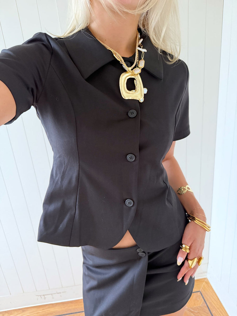 Scandivv fitted blazer shirt - Black