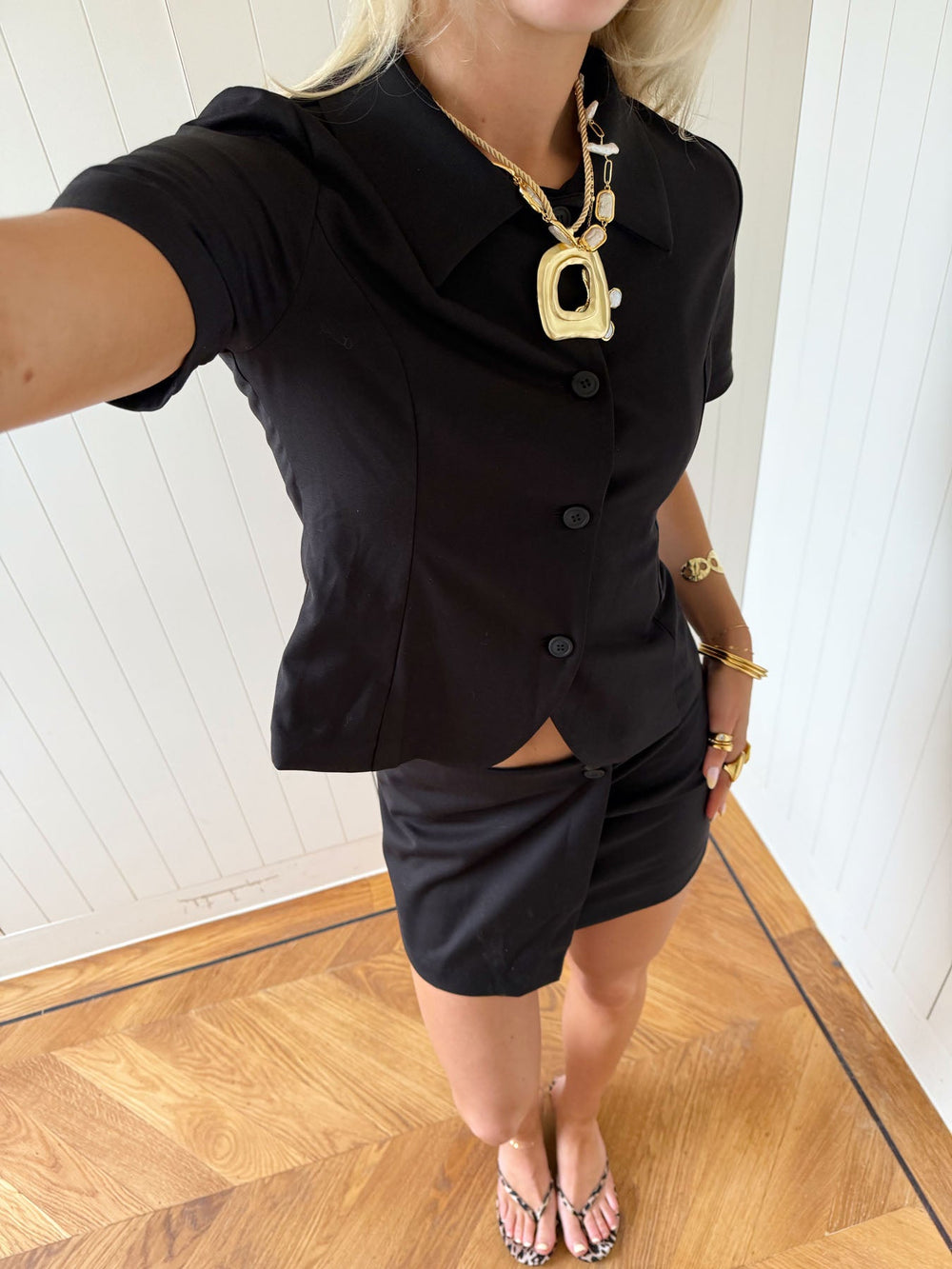 Scandivv fitted blazer shirt - Black