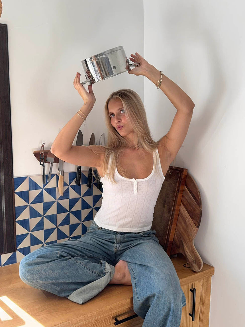 Gatulina tank top with buttons - White