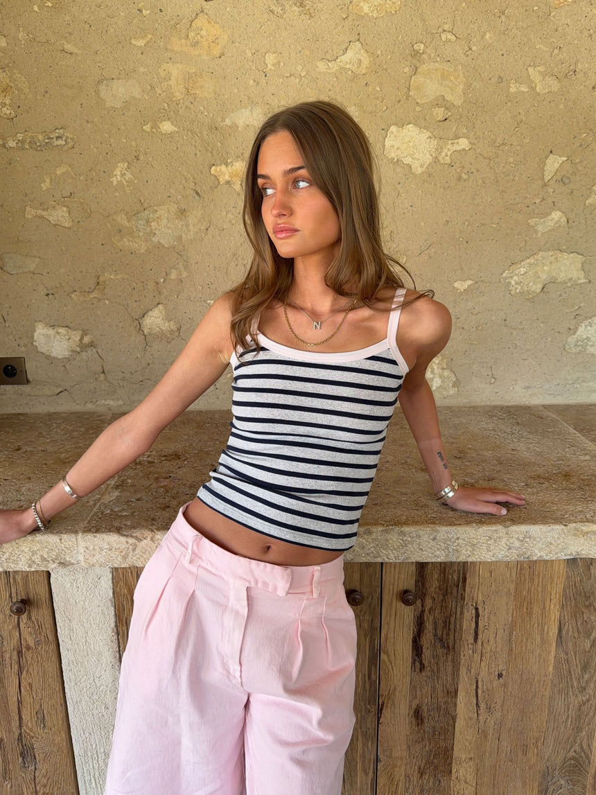 Wren tank top with stripes - White/navy/