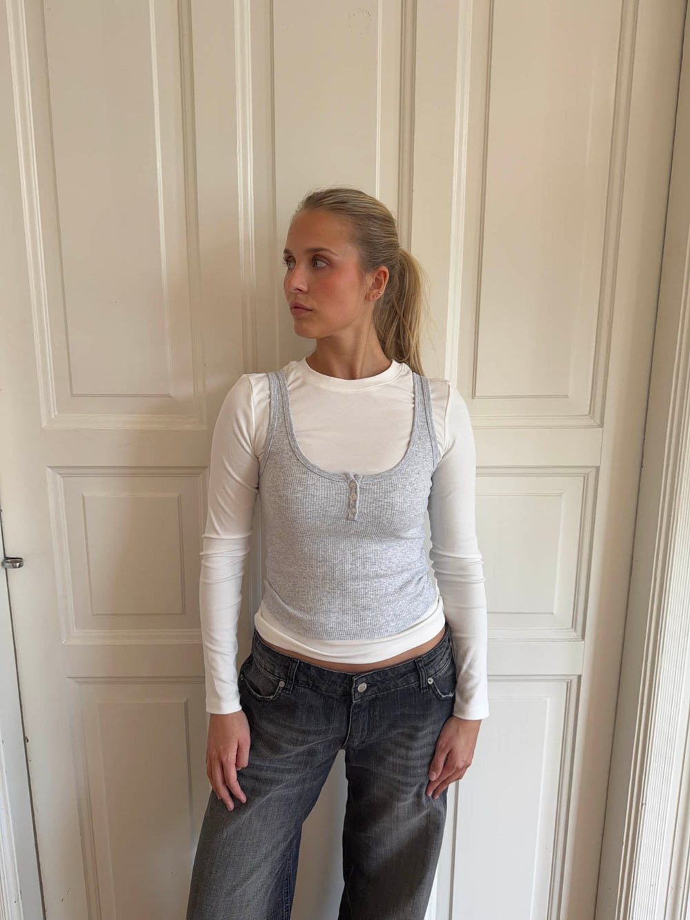 Marlo ribbed tanktop - Grey