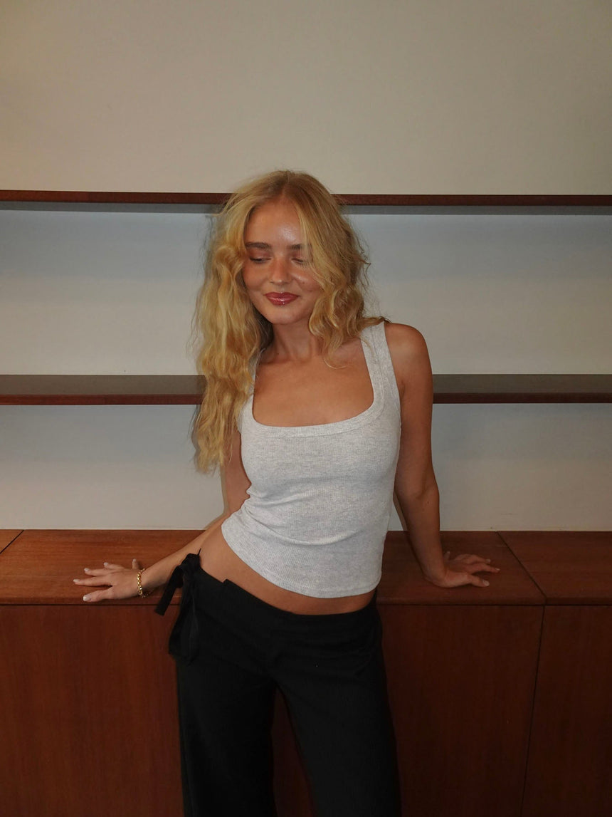 Beate ribbed tanktop - Light grey