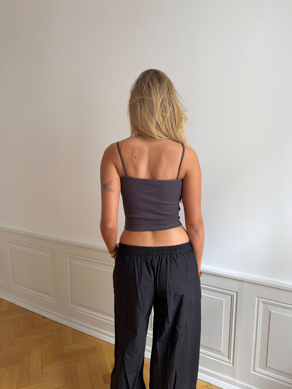 Thilde tank top with rhinestone lightning - Dark grey