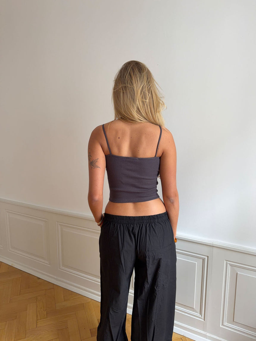 Thilde tank top with rhinestone lightning - Dark grey