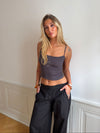 Thilde tank top with rhinestone lightning - Dark grey