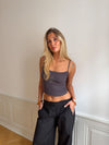Thilde tank top with rhinestone lightning - Dark grey