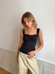 Mandaline top with lace detail - Black