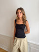 Mandaline top with lace detail - Black