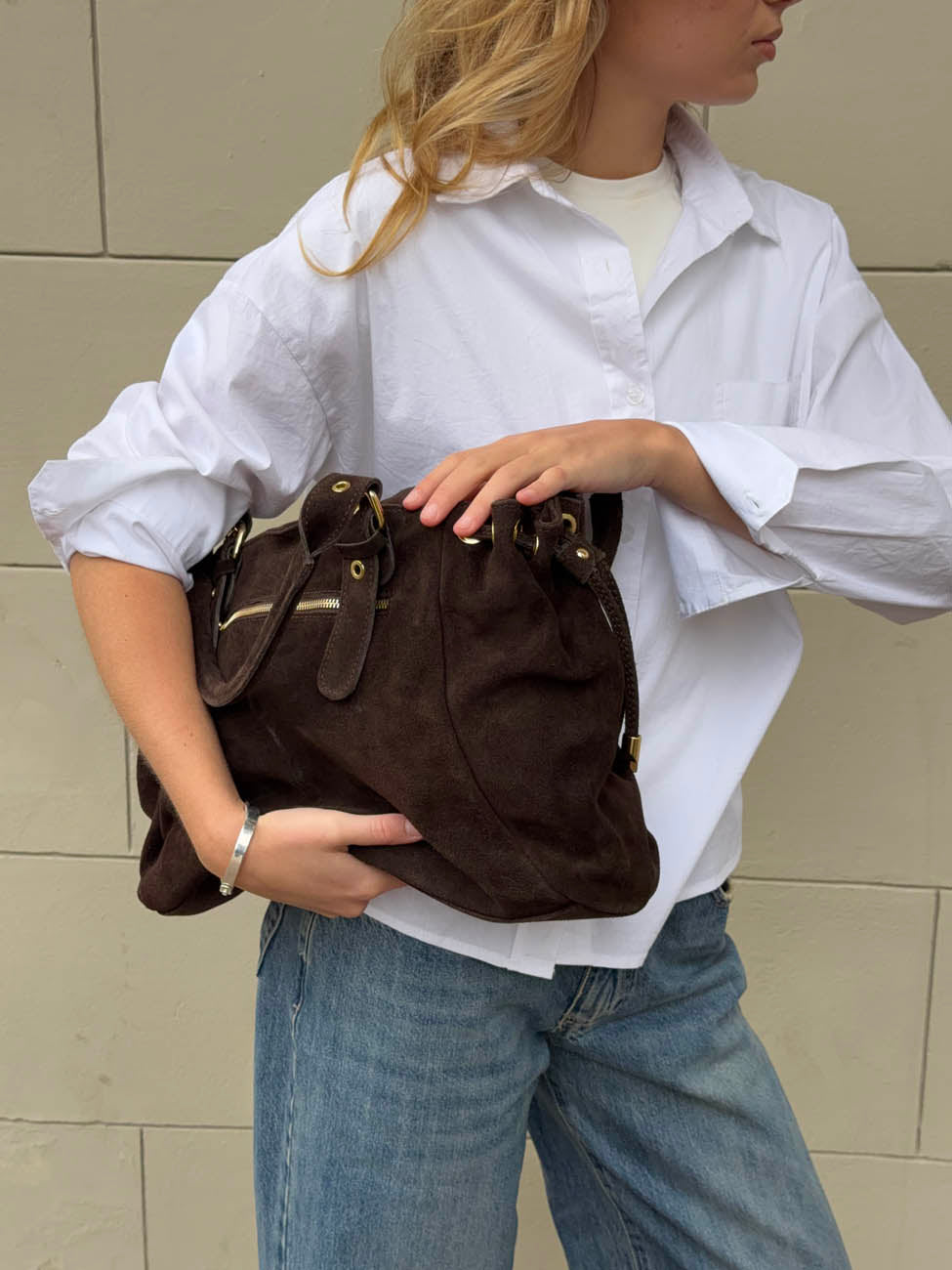 Parissa suede bag - Dark brown