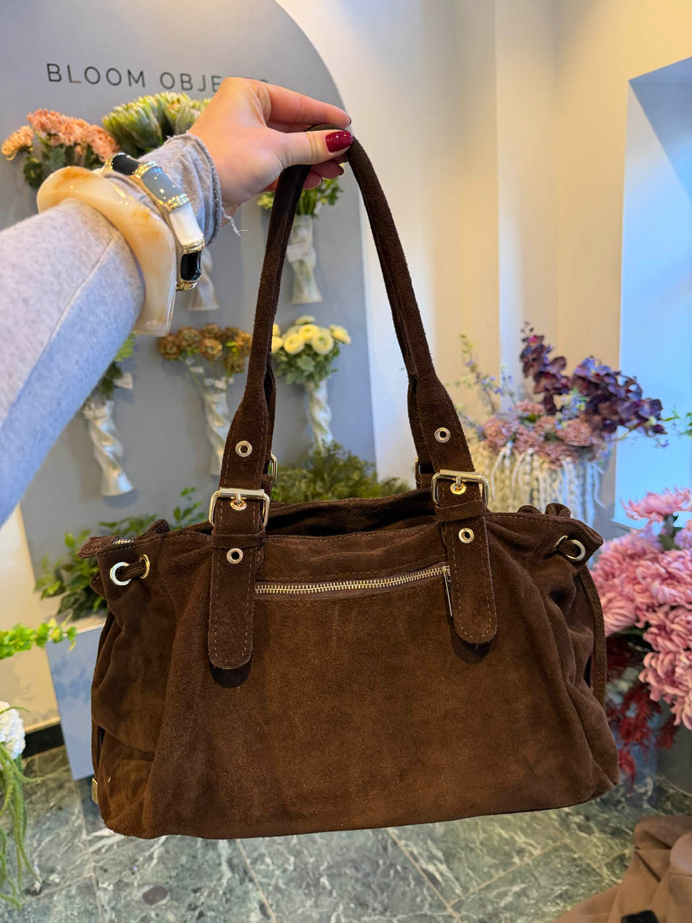 Parissa suede bag - Dark brown