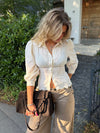 Rowan bag with woven - Dark brown