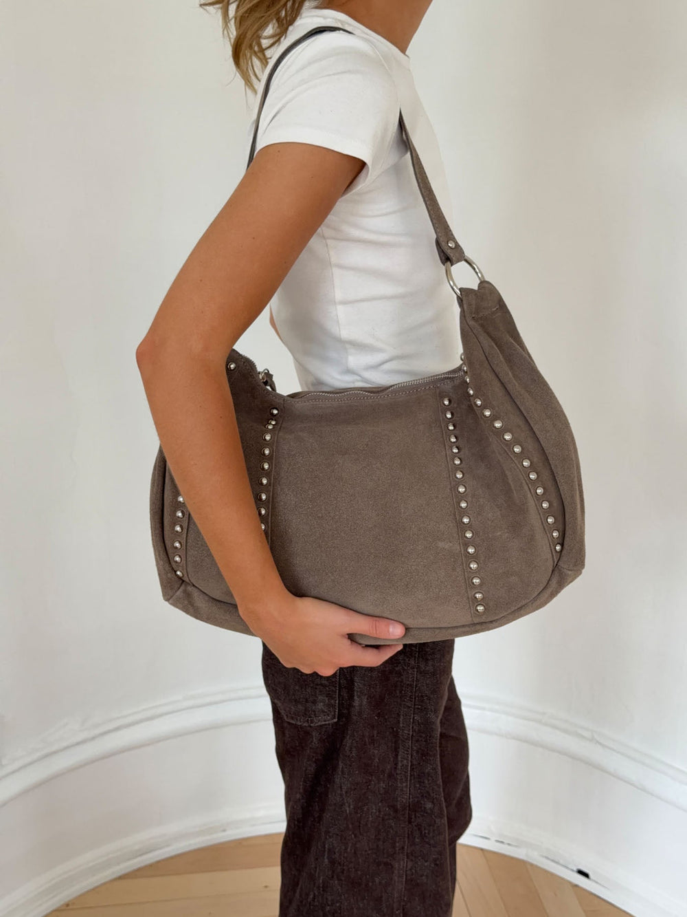 Henry bag with studs - Taupe