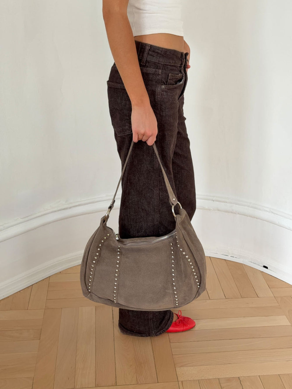 Henry bag with studs - Taupe