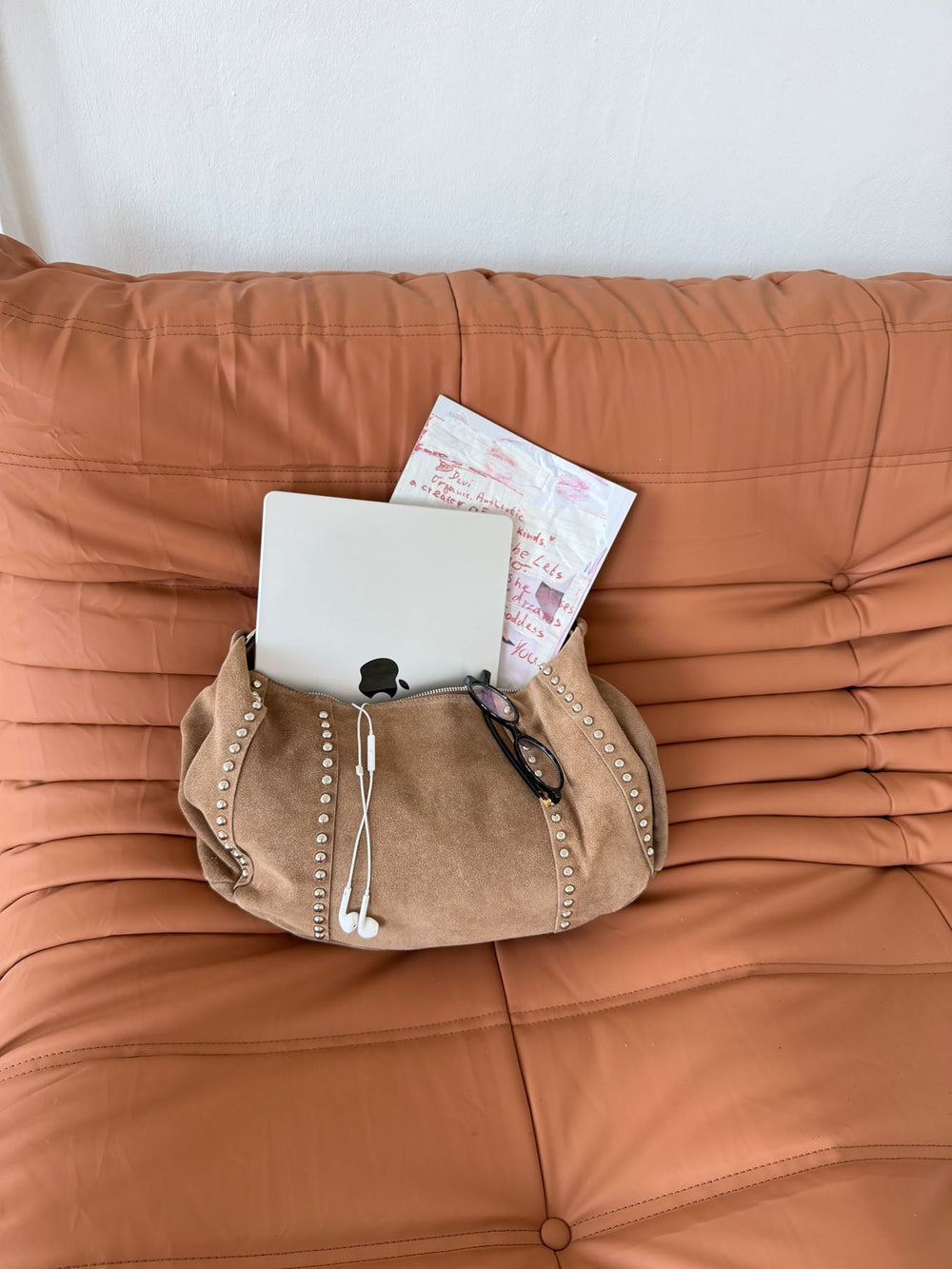 Henry bag with studs - Brown