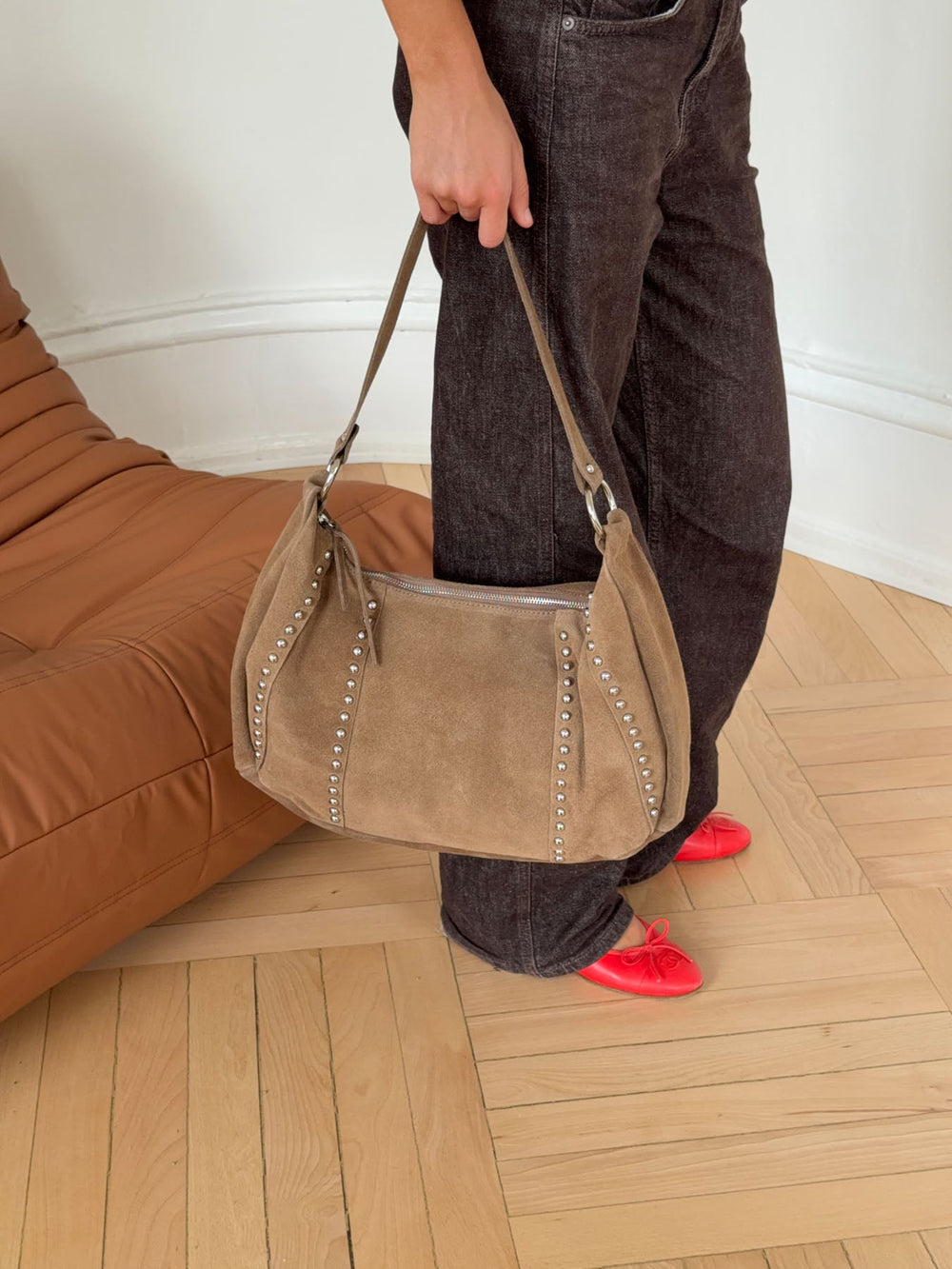 Henry bag with studs - Brown