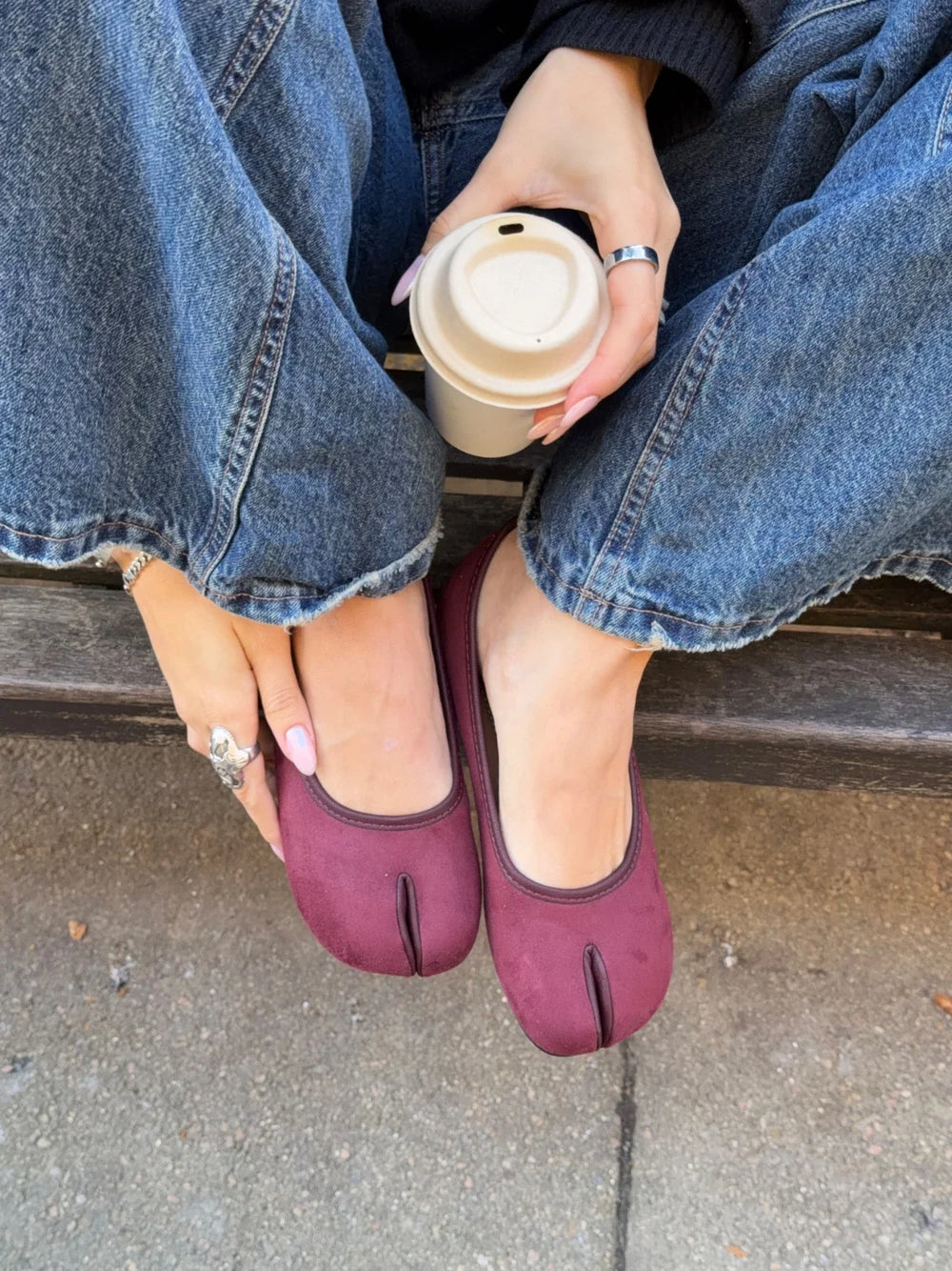 Tavela split toe ballerina - Red