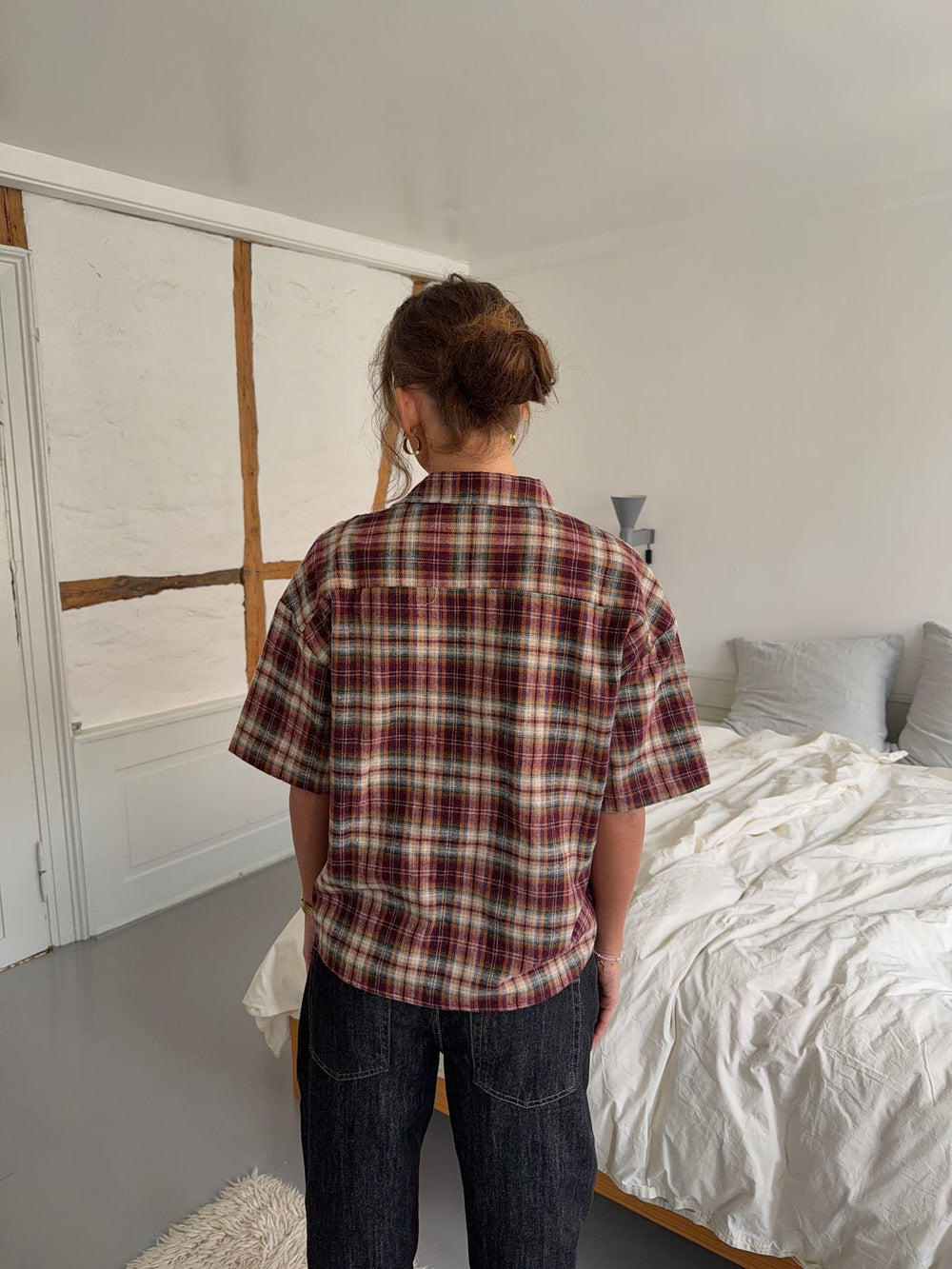 Ryder flannel shirt with short sleeves - Red/brown/white