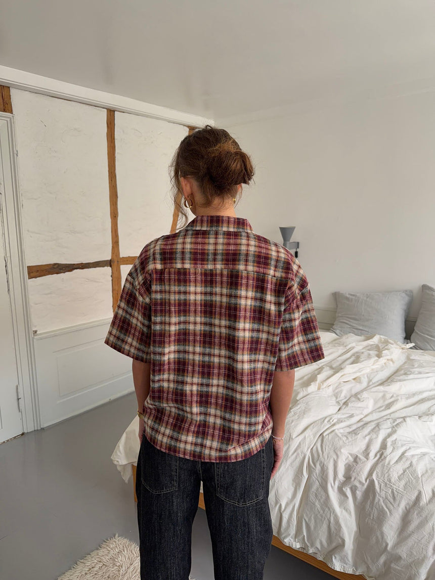 Ryder flannel shirt with short sleeves - Red/brown/white