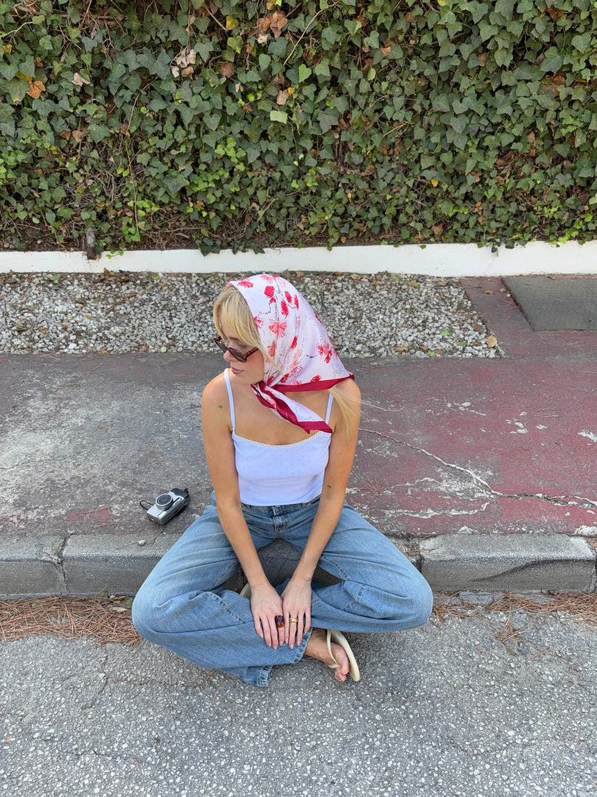 Floral scarf – Red/pink