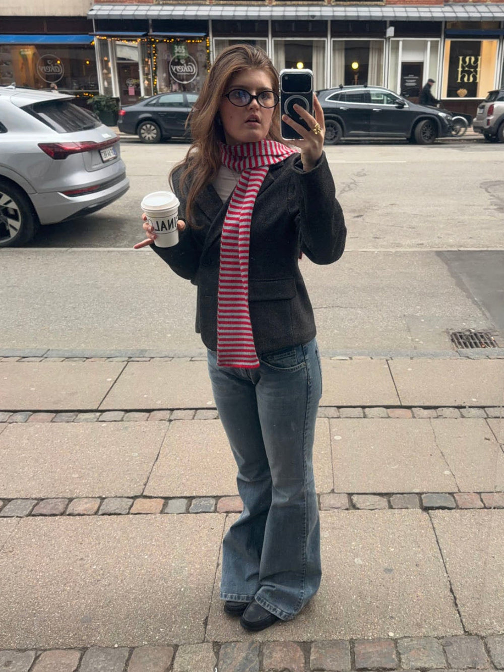 Suba scarf with stripes – Red/blue