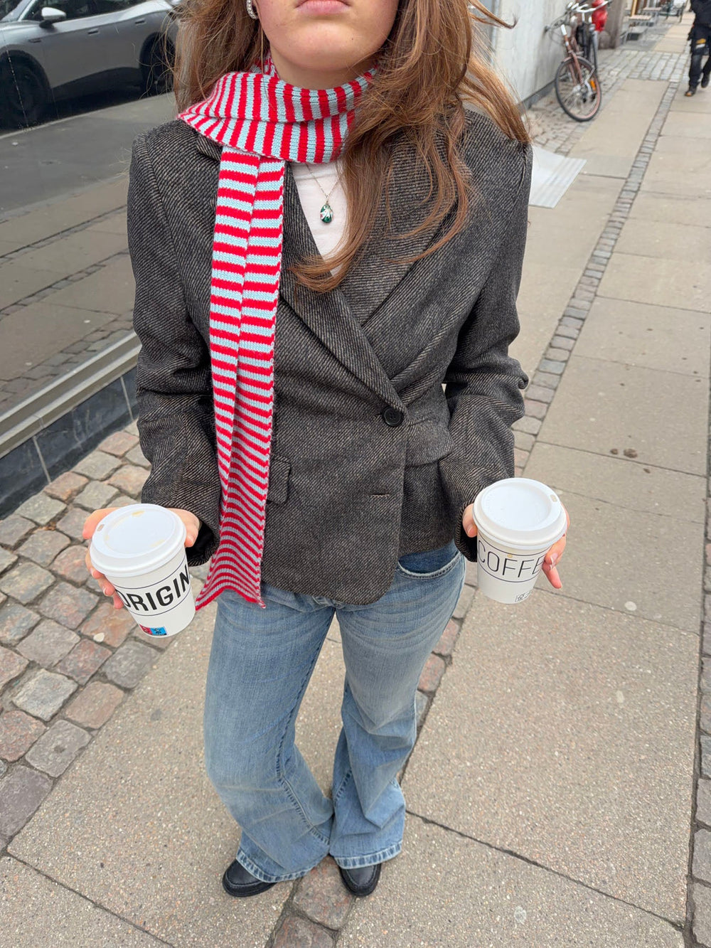 Suba scarf with stripes – Red/blue