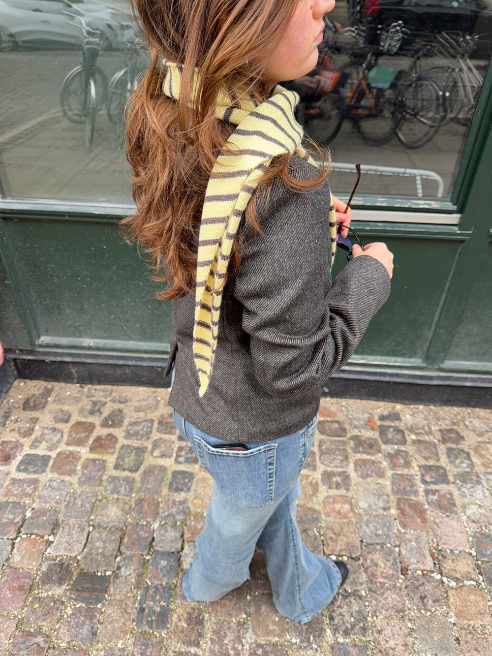 Dumela scarf with stripes – Yellow/Brown