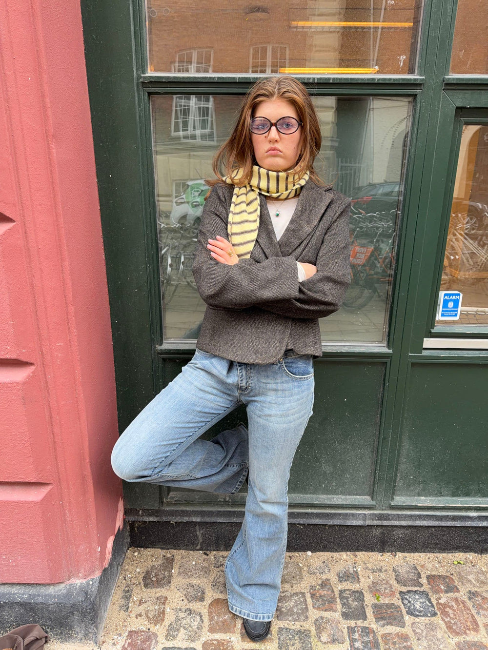 Dumela scarf with stripes – Yellow/Brown