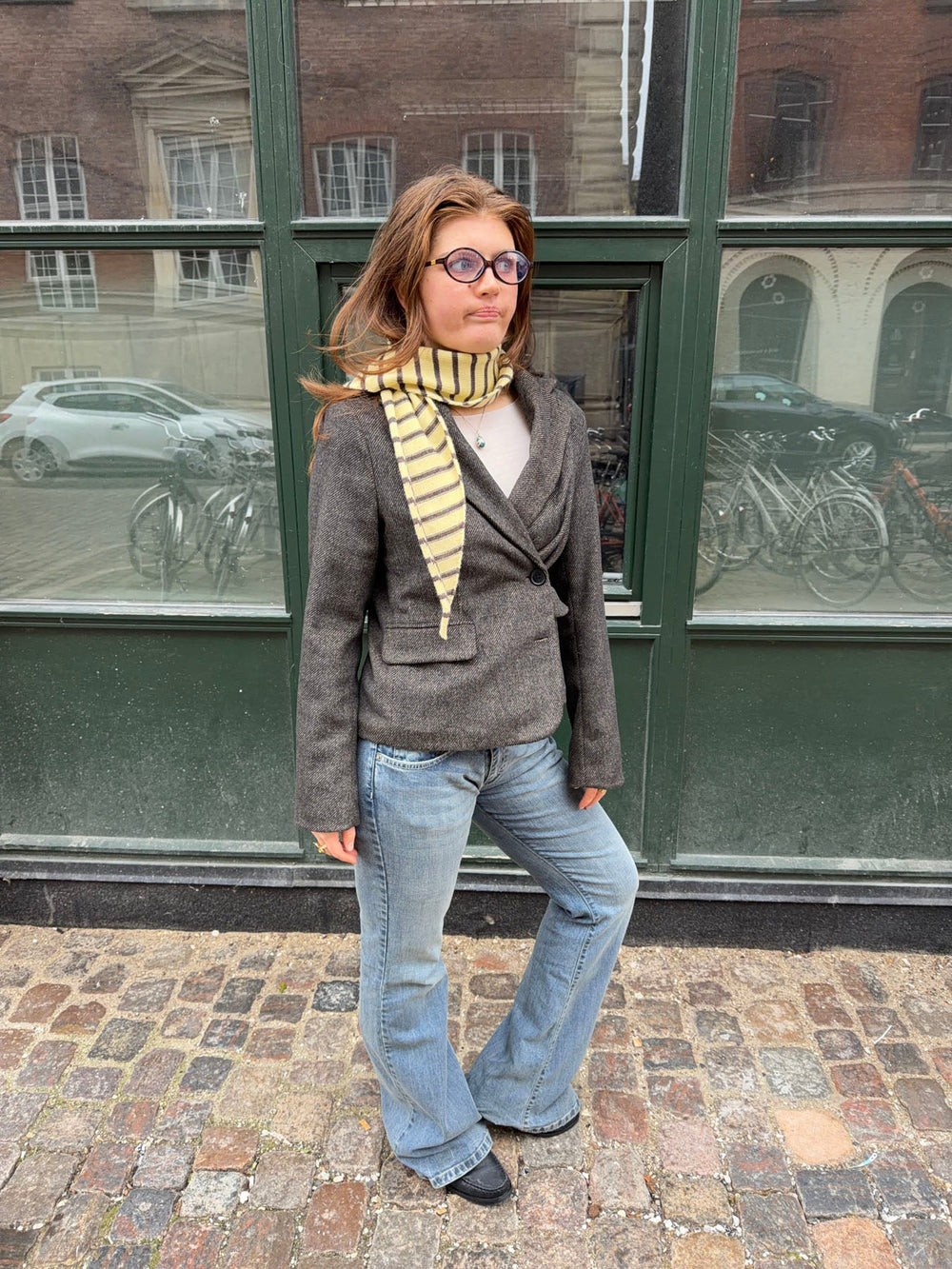 Dumela scarf with stripes – Yellow/Brown