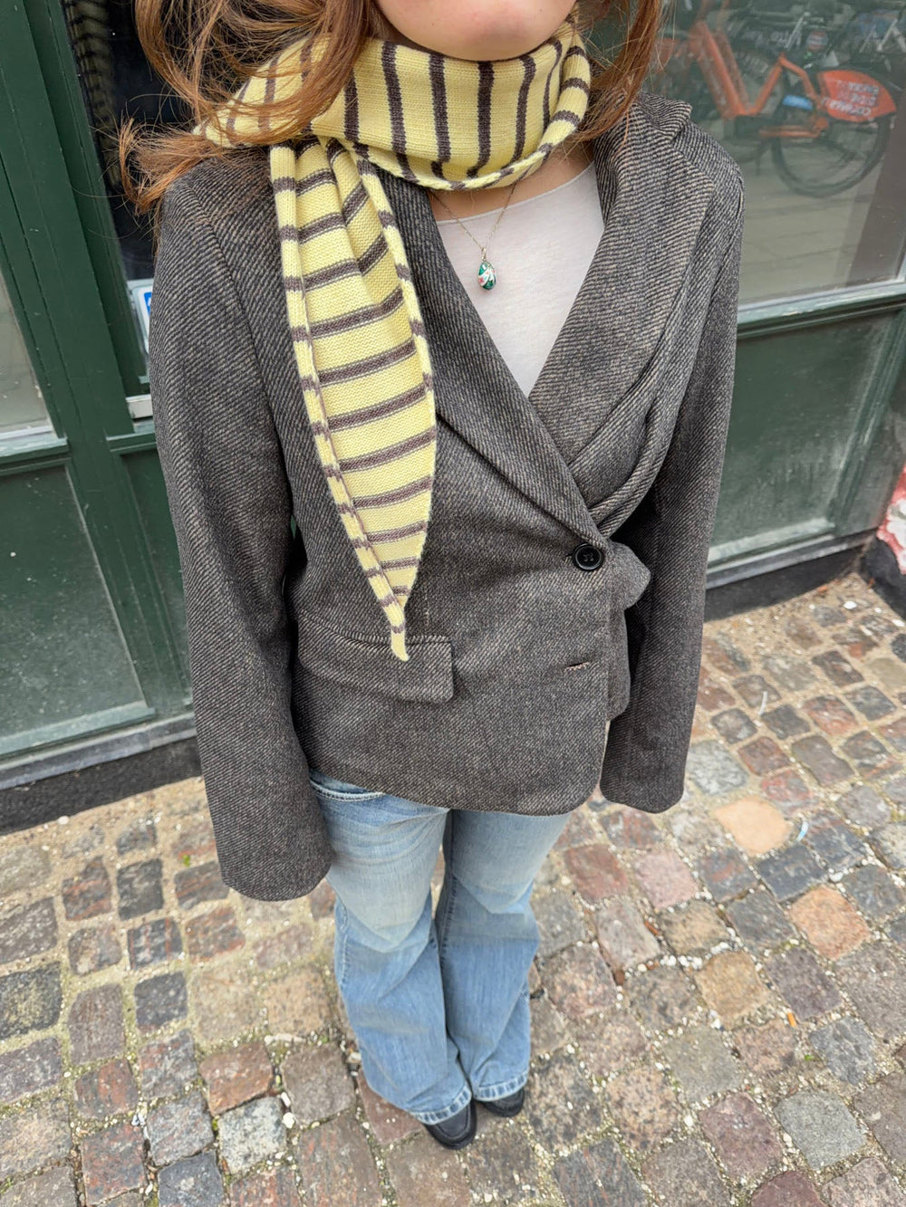 Dumela scarf with stripes – Yellow/Brown