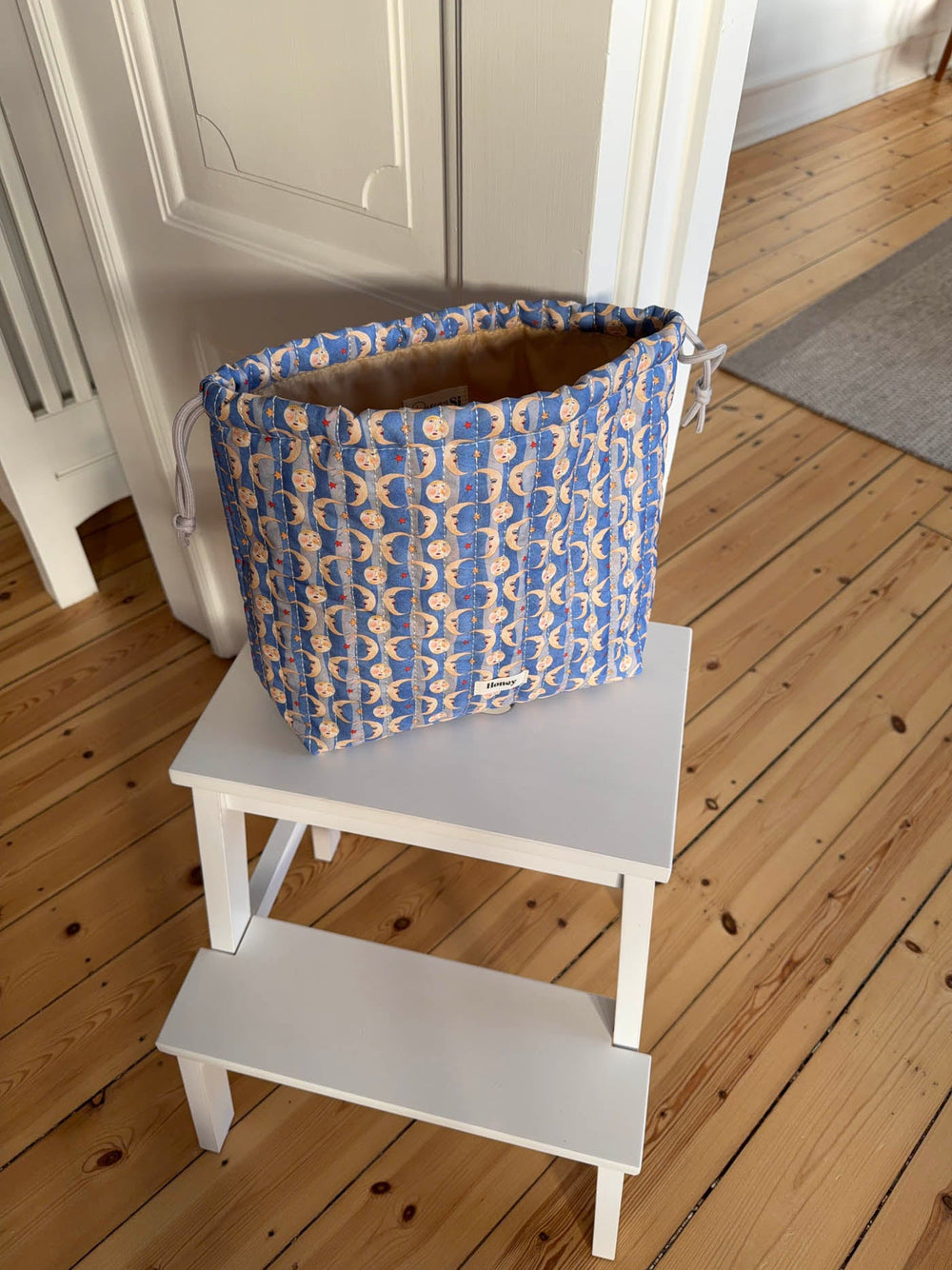 Honey toiletry bag with sun and moon print - Blue/yellow