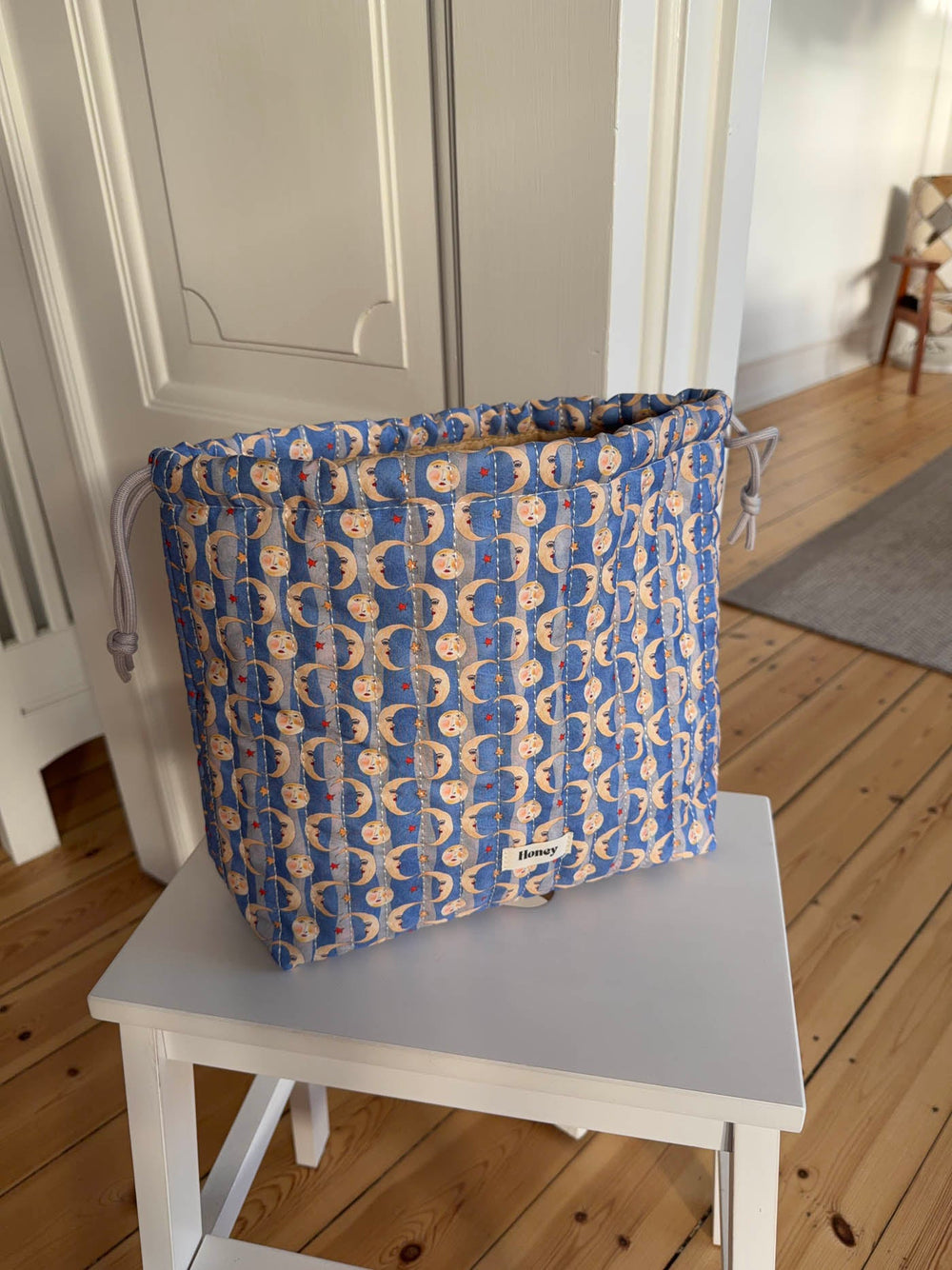 Honey toiletry bag with sun and moon print - Blue/yellow